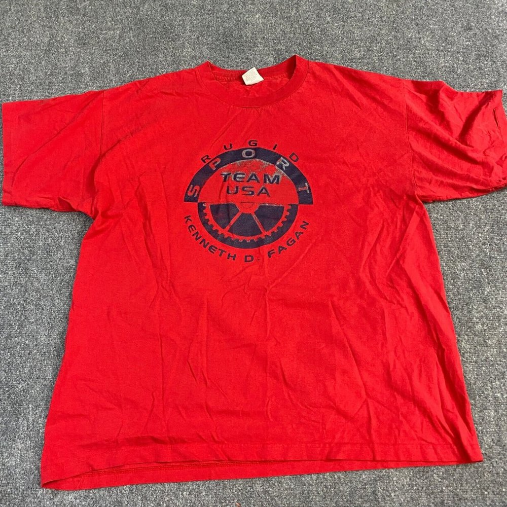 Rugid Sport T-shirt 2XL Red Vintage Murina Made in USA Kenneth D. Fagan - Picture 1 of 7